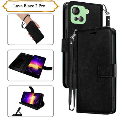 Cutemart Flip Cover for Lava Blaze 2 Pro(Black, Pack of: 1)