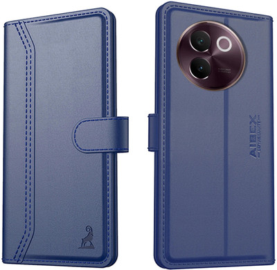 AIBEX Flip Cover for Vivo V30e 5G |Premium Leather Finish | Magnetic Closure | Kickstand Feature | Shockproof(Blue, Magnetic Case, Pack of: 1)
