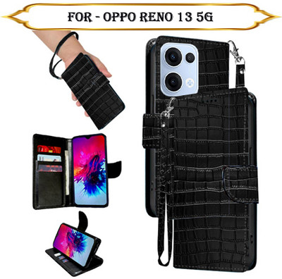 Cutemart Flip Cover for OPPO Reno 13 5G(Black, Pack of: 1)