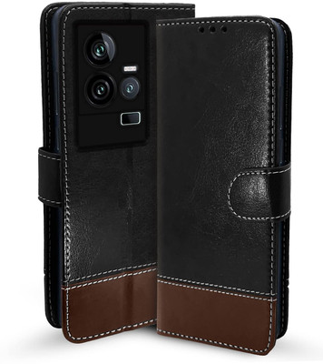 Pikkme Flip Cover for iQOO 11 5G(Black, Cases with Holder, Pack of: 1)