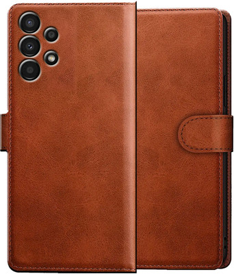 PFOAM Flip Cover for SAMSUNG A52 4G |Vegan PU Leather |Foldable Stand & Pocket |Magnetic Closure(Brown, Dual Protection, Pack of: 1)