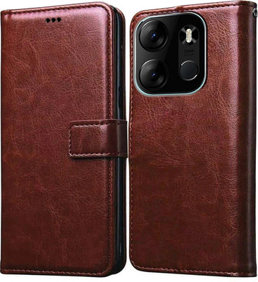 Casotec Flip Cover for Tecno Spark Go (2023)(Brown, Magnetic Case, Pack of: 1)