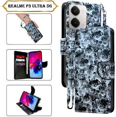 SALGO Flip Cover for Realme P3 Ultra 5G(Black, Pack of: 1)
