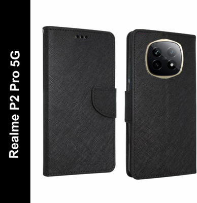 Wristlet Flip Cover for Realme P2 Pro 5G(Black, Cases with Holder, Pack of: 1)
