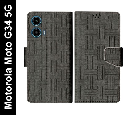 SBMS Flip Cover for Motorola Moto G34 5G(Black, Shock Proof, Pack of: 1)