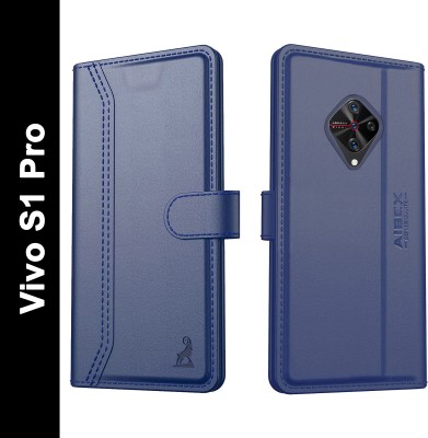 AIBEX Flip Cover for Vivo S1 Pro|Vegan PU Leather |Foldable Stand & Pocket |Magnetic Closure(Blue, Cases with Holder, Pack of: 1)