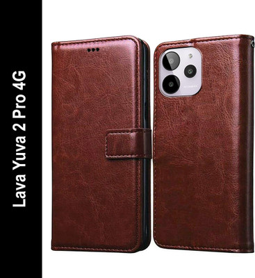 Casotec Flip Cover for Lava Yuva 2 Pro 4G(Brown, Pack of: 1)