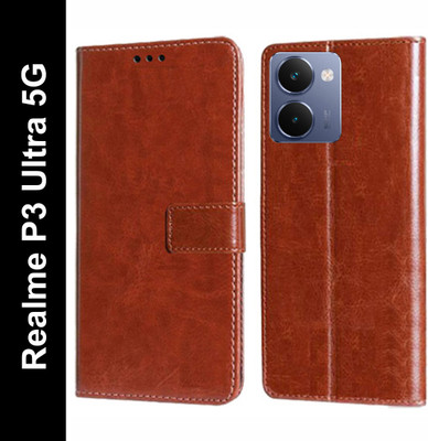 Wynhard Flip Cover for Realme P3 Ultra 5G(Brown, Grip Case, Pack of: 1)