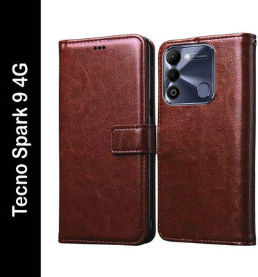 Casotec Flip Cover for Tecno Spark 9 4G(Brown, Pack of: 1)