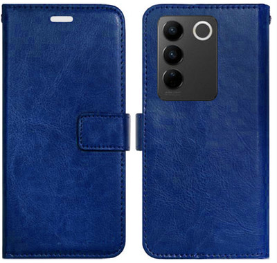 Realgo Flip Cover for Vivo V27 5G(Blue, Pack of: 1)