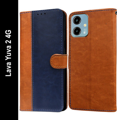 Casotec Flip Cover for Lava Yuva 2 4G(Blue, Pack of: 1)