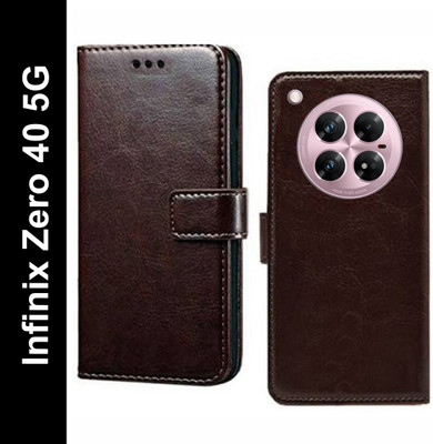 Mashgul Flip Cover for Infinix Zero 40 5G(Brown, Shock Proof, Pack of: 1)