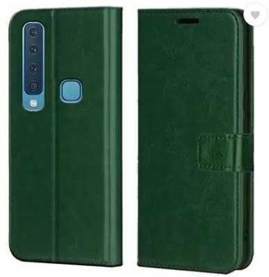 GoPerfect Flip Cover for Samsung Galaxy A9 2018 A920F | Real Leather Vintage Series Back Cover(Green, Dual Protection, Pack of: 1)