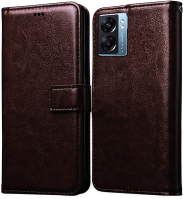 Never Late Flip Cover for Oppo A77 5G(Brown, Grip Case, Pack of: 1)