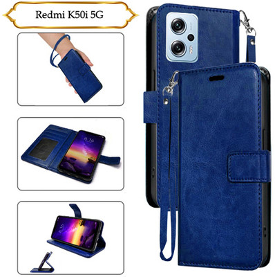 Asmart Flip Cover for Redmi K50i 5G(Blue, Pack of: 1)