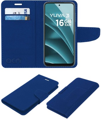 ACM Flip Cover for Lava Yuva 3 Pro(Blue, Cases with Holder, Pack of: 1)