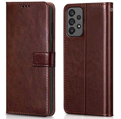 WOW Imagine Flip Cover for Samsung Galaxy A23 4G (Flexible | Leather Finish | Card Pockets Wallet & Stand |(Brown, Magnetic Case, Pack of: 1)