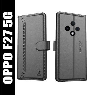 AIBEX Flip Cover for Oppo F27 5G|Vegan PU Leather |Foldable Stand & Pocket |Magnetic Closure(Black, Cases with Holder, Pack of: 1)