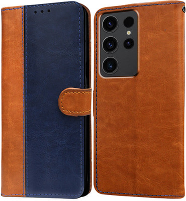 Casotec Flip Cover for Samsung Galaxy S23 Ultra 5G(Brown, Pack of: 1)