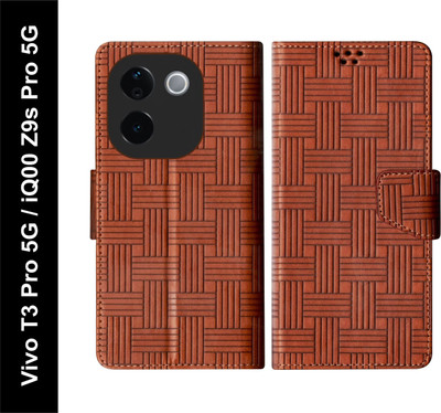 SBMS Flip Cover for Vivo T3 Pro 5G, iQOO Z9s Pro 5G Back Cover Case with Magnatic Closure(Brown, Shock Proof, Pack of: 1)