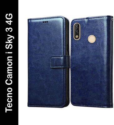 Casotec Flip Cover for Tecno Camon i Sky 3(Blue, Pack of: 1)