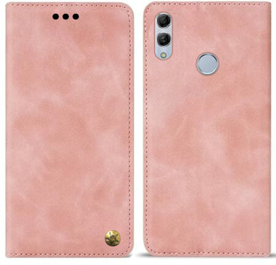 XSHIELD Flip Cover for Huawei Honor 8C Wallet-Genuine Leather- Card Holders-Shockproof Back Cover(Pink, Shock Proof, Pack of: 1)