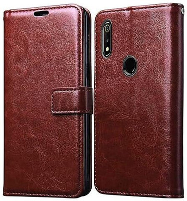 RTEK Flip Cover for Realme 3 pro(Brown, Shock Proof, Pack of: 1)