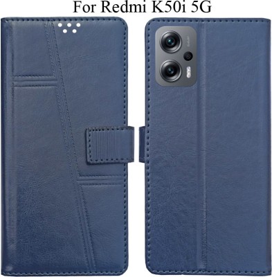 MAXSHAD Flip Cover for Redmi k50i 5g(Blue)