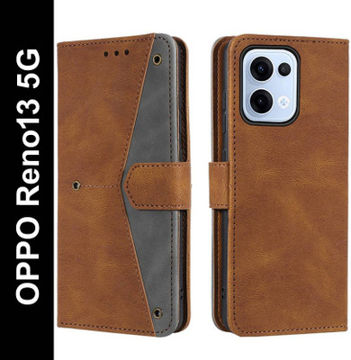 Openbuy Flip Cover for OPPO Reno13 5G(Brown, Magnetic Case, Pack of: 1)