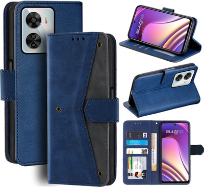 Unistuff Flip Cover for Lava Blaze Pro 5G(Blue, Camera Bump Protector, Pack of: 1)