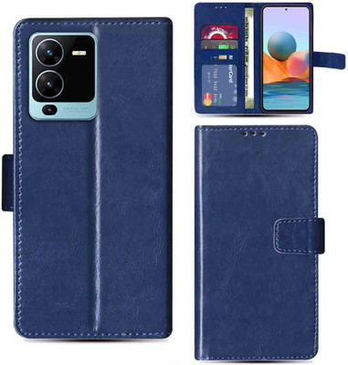 Kalua Mall Flip Cover for VIVO V25 flip cover | Vivo V2202 flip cover | Blue(Blue, Magnetic Case, Pack of: 1)