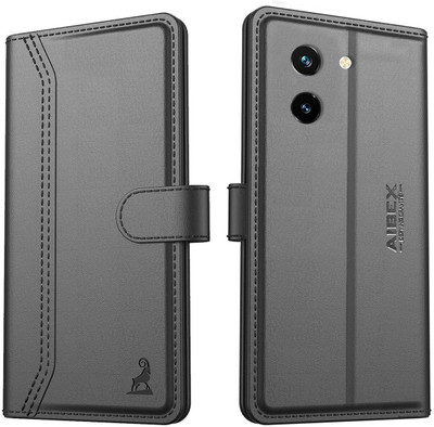 AIBEX Flip Cover for Vivo T3x 5G |Premium Leather Finish | Magnetic Closure | Kickstand Feature | Shockproof(Black, Magnetic Case, Pack of: 1)