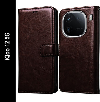 Flipkart SmartBuy Flip Cover for iQOO 12 5G(Brown, Pack of: 1)