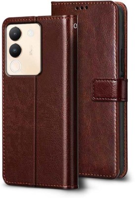 YoZoo Flip Cover for Vivo Y200 5G|PU Artificial Leather Finish | 360 Protection | Wallet & Stand(Brown, Dual Protection, Pack of: 1)