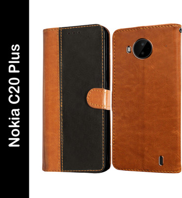 Casotec Flip Cover for Nokia C20 Plus 4G(Black, Pack of: 1)