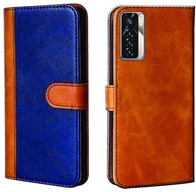 Chaseit Flip Cover for Tecno Camon 17 Pro(Blue, Brown, Dual Protection, Pack of: 1)
