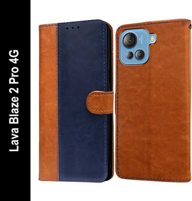 Casotec Flip Cover for Lava Blaze 2 Pro 4G(Blue, Pack of: 1)