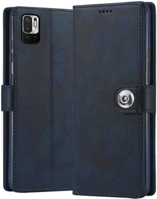 ClickAway Flip Cover for Mi Poco M3 Pro 5G Redmi Note 10T 5G | Premium Luxury Button Design Magnetic Back Cover(Blue, Shock Proof, Pack of: 1)