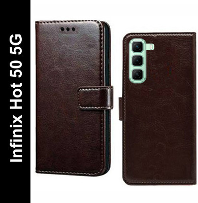 Mashgul Flip Cover for Infinix Hot 50 5G(Brown, Shock Proof, Pack of: 1)