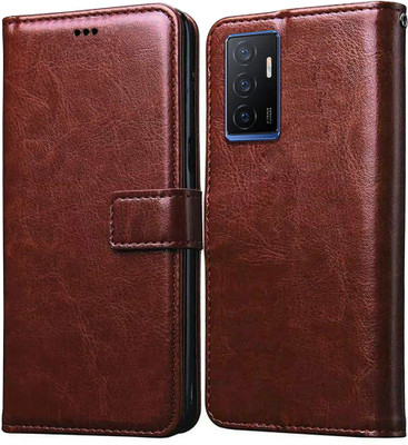 Casotec Flip Cover for Vivo V23e 4G, Vivo V23e 5G(Brown, Pack of: 1)
