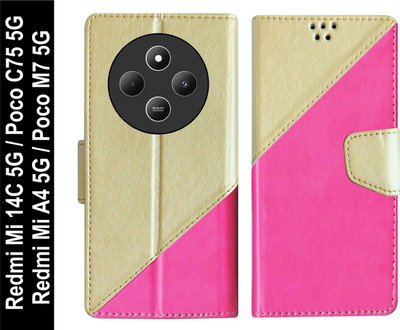 SBMS Flip Cover for Xiaomi Mi Redmi 14C 5G / Poco M7 5G / Poco C75 5G / Redmi A4 5G Back Cover Case(Pink, Shock Proof, Pack of: 1)