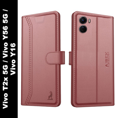 AIBEX Flip Cover for Vivo T2x 5G / Vivo Y56 5G / Vivo Y16 4G| Premium Leather Finish | Magnetic Closure(Brown, Magnetic Case, Pack of: 1)
