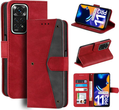 Unistuff Flip Cover for Mi Redmi Note 11 Pro, Redmi Note 11 Pro(Red, Camera Bump Protector, Pack of: 1)
