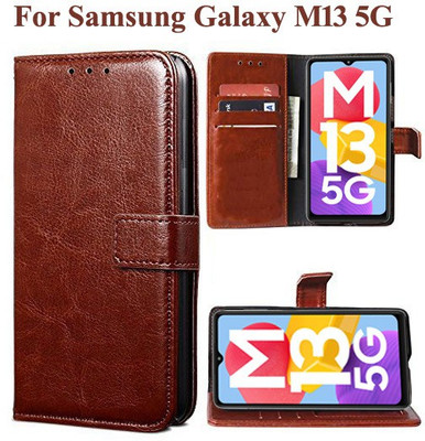 Carnage Flip Cover for Samsung Galaxy M13 5G(Brown, Cases with Holder, Pack of: 1)