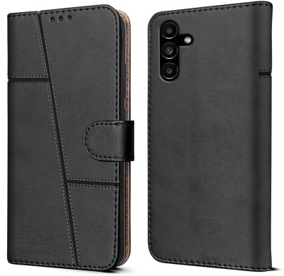 spaziogold Flip Cover for Samsung Galaxy A25 5G(Premium Leather Material | Built-in Stand | Card Slots and Wallet)(Black, Dual Protection, Pack of: 1)