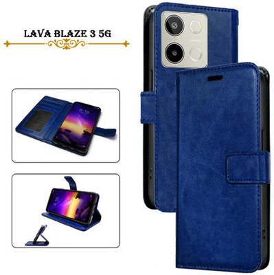 Cutemart Flip Cover for Lava Blaze 3 5G(Blue, Pack of: 1)