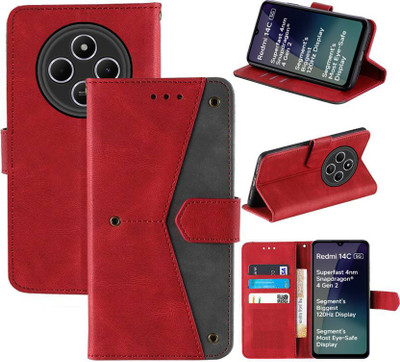 Aaghosh Flip Cover for Redmi 14C 5G, Redmi A4 5G, POCO C75 5G(Red, Shock Proof, Pack of: 1)
