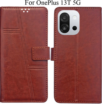 MAXSHOPY Flip Cover for OnePlus 13T 5G(Brown, Magnetic Case)