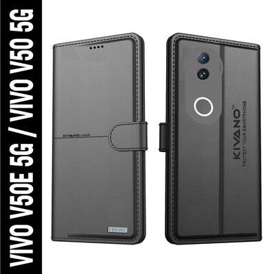 KIVANO Flip Cover for Vivo T4R 5G / iQOO Z10R 5G / Vivo V50E 5G / Vivo V50 5G|Premium Leather Wallet Case(Black, Magnetic Case, Pack of: 1)
