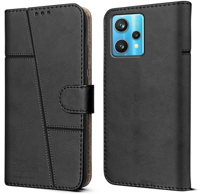 NIMMIKA ENTERPRISES Flip Cover for Realme 9 Pro Plus 5G(Premium leather material | 360-degree protection | Stand function)(Black, Dual Protection, Pack of: 1)